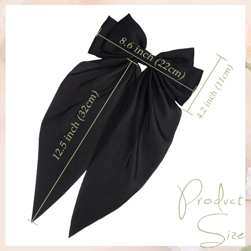 4 Pcs Silky Satin Hair Bows Big Hair Ribbons for Women Large Hair Clips for Girl - Picture 3 of 8
